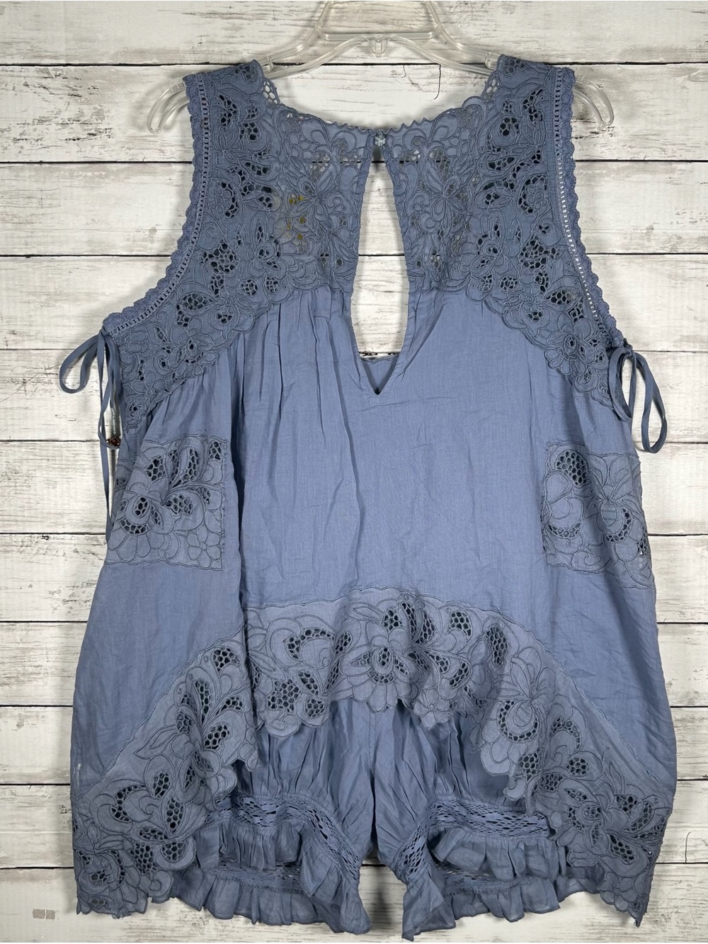 Free People Eye Catcher Bloomsie Blue Suede Combo  Romper XS NWT $168 - Picture 5 of 11